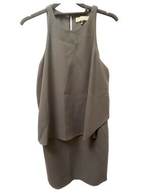 Halston Heritage Teardrop Drape Overlay Little Black Dress
